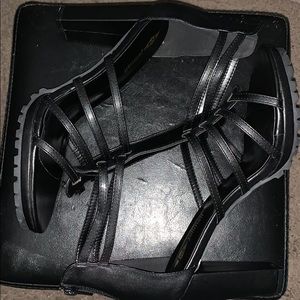 Black open toe heels